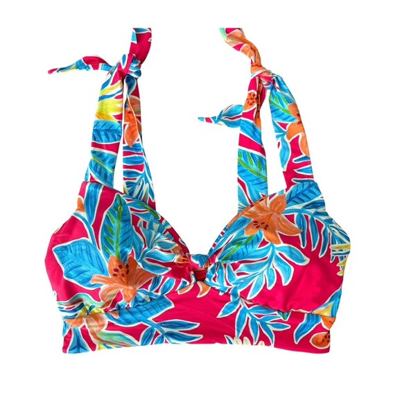 Sunsets Two Piece Red Floral Swimsuit w/Keyhole Removable Pads Size 16 / DD - Picture 4 of 10